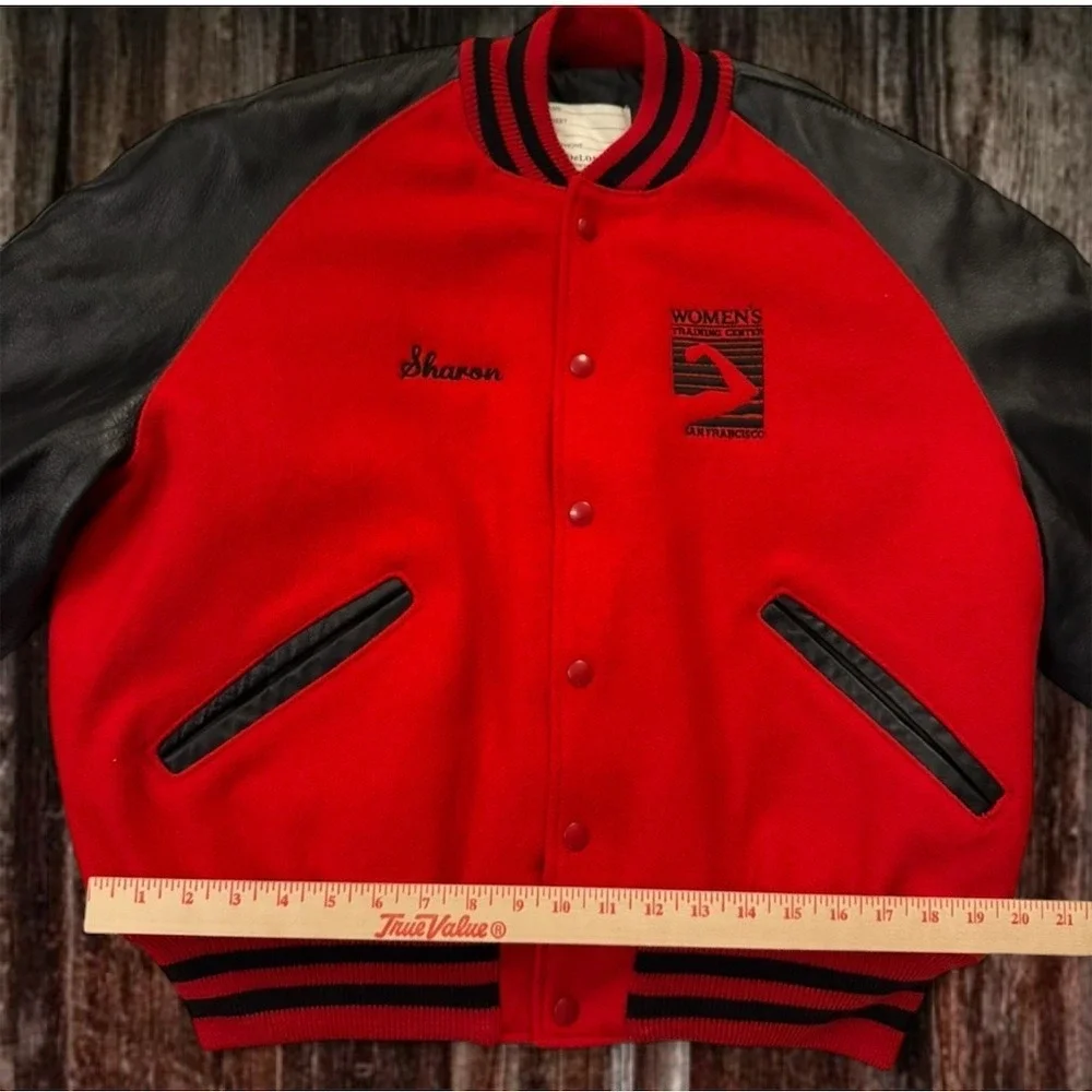 Vintage DeLONG Varsity‎ Jacket Mens Size 44 Red San Francisco Letterman